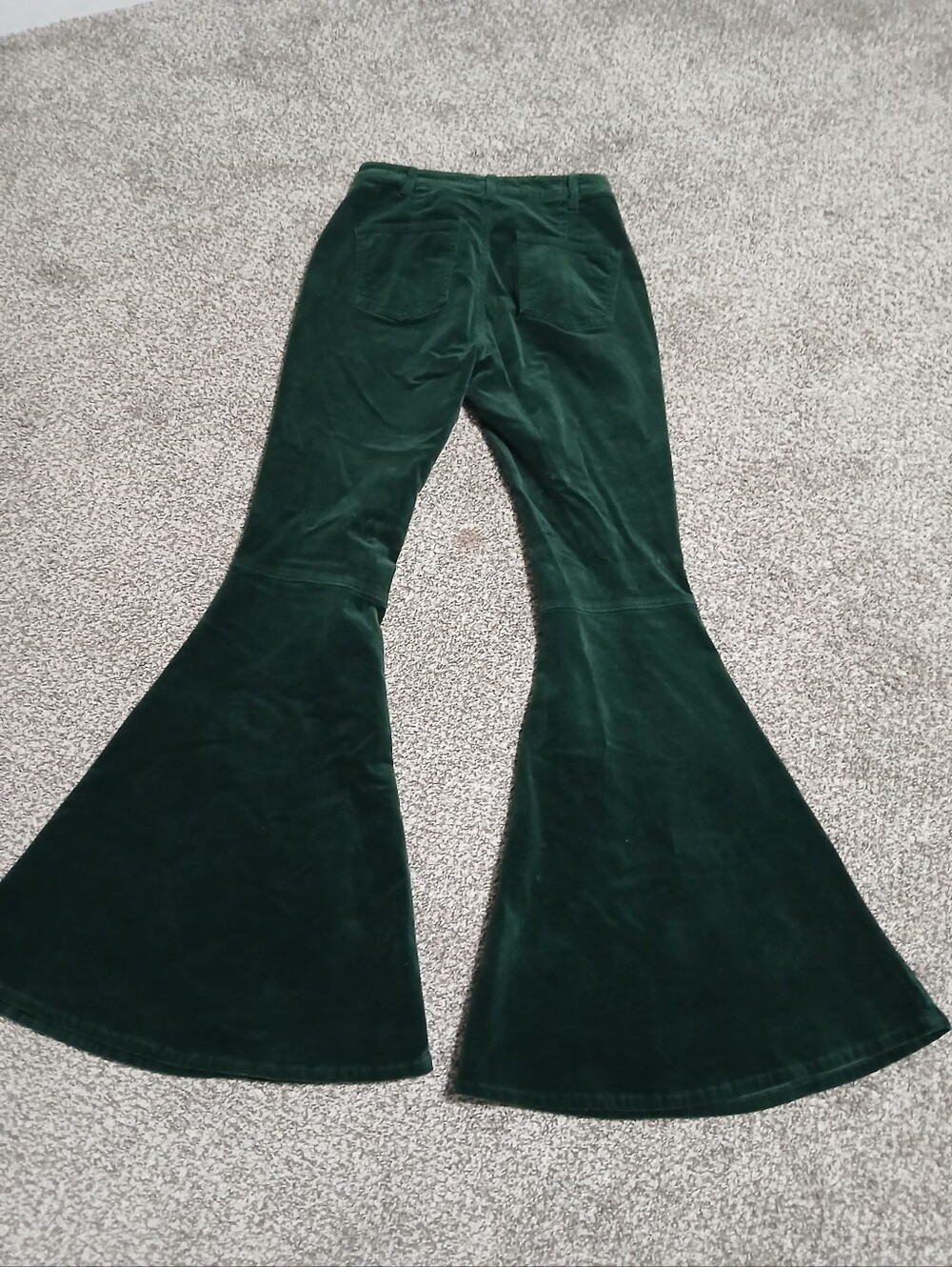 Dark Green Velvet Flared Women's Jeans Size M - Picture 3 of 11